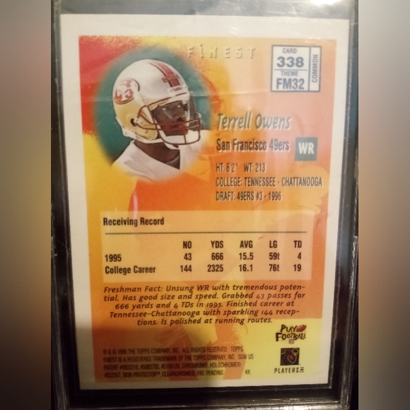 Topps Finest Terrell Owens Freshman Rookie Card - Picture 2 of 4